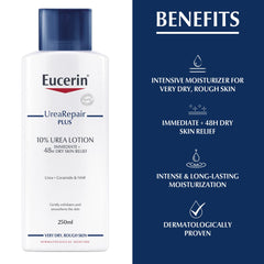 Eucerin UreaRepair Plus 10% Urea Body Lotion with Ceramide, Immediate 48-Hour Relief for Dry Skin, Daily Body Moisturizer for Dehydrated Skin, Suitable for Mature & Diabetic Skin - 250ml