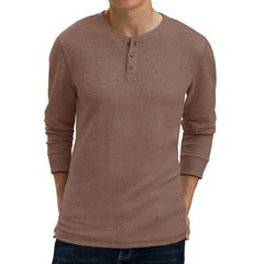 GIRUNS Men's Long Sleeve Waffle Henley Casual Henley T-shirts for Men
