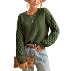 CUPSHE Women's Sweater Cable Knit Crew Neck Long Sleeves Fashion Casual Pullover Sweater Tops