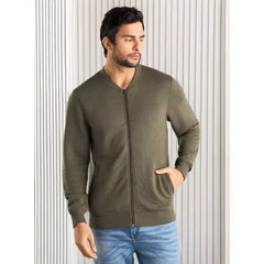 Plain Quilted Bomber Jacket with Pockets - Green