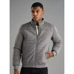 Panelled Zip-Through Jacket - Gray