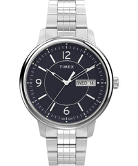 Timex 45 mm Chicago Watch - Stainless Steel/Blue/Silver-Tone