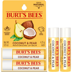 Burt's Bees 100% Natural Moisturizing Lip Balm, Coconut & Pear with Beeswax & Fruit Extracts - 2 Tubes