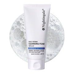 Nightingale Daily Derma Cleansing Foam (mild acid) 140ml - Hydrating Daily Face Cleanser with Hyaluronic Acid, 96.9% - Hypoallergenic, Cruelty Free Cleansing for Sensitive Skin