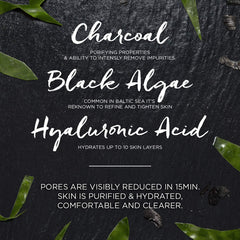 Garnier Hydrating Tissue Mask for Face, With Natural Charcoal, Seaweed, and Hyaluronic Acid, For Pore Tightening, SkinActive Pure Charcoal, 28g