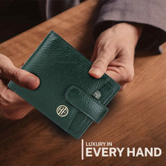 HAMMONDS FLYCATCHER RFID Protected Brown Nappa Leather Wallet for Men|5 Card Slots| 1 Coin Pocket|2 Hidden Compartment|2 Currency Slots, Sea Green, Modern, Sea Green, Modern