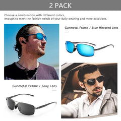 SUNGAIT Ultra Lightweight Rectangular Polarized Sunglasses UV400 Protection