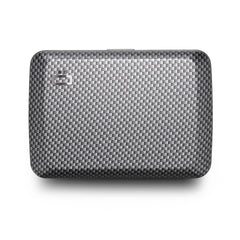 Aluminium Smart Case V2 Wallet - Metal Clasp - RFID Blocking Card Holder - Holds up to 10 Cards and Banknotes - Carbon Effect (Fine Weave)