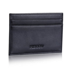 HISCOW Leather Slim Card Holder, Tiny Small Credit Card Wallet ID Case for Men & Women (Black)