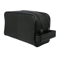 Classic Milano® Leather Travel Toiletry Bag, Hand Bag, and Clutch Bag for Men and Women – Travel Organizer, Spacious Cosmetic Case & Dopp Kit for Shaving, Makeup & Grooming Essentials (BLACK (202228))