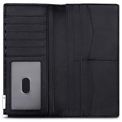 JEEBURYEE Men's Vintage Genuine Leather Long Bifold Wallet RFID Blocking Card Holder, Carbon Fiber Black, L
