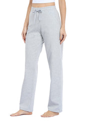Willit Women's Cotton Sweatpants Open Bottom Yoga Sports Pants Straight Leg Lounge Loose Fit Athletic Pants with Pockets - Light Gray
