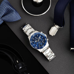 Maserati COMPETIZIONE 43MM CHR Blue DIAL BR SS Modern - Stainless Steel/Metallic