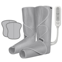 FIT KING Air Compression Leg Massager for Circulation to Relieve Pain, Swelling, Edema, RLS, Ideal Gift for Mom Wife (Extensions Included) - FSA HSA Eligible Light Gray
