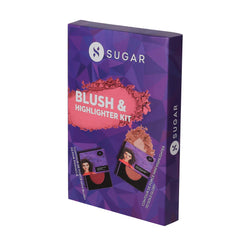 Sugar Cosmetics Mini Contour de Force Blush - 02 Pink Pinnacle (Deep Rose) + Sugar Cosmetics Mini Contour de Force Highlighter - 02 Gold Glory (Golden Bronze), Multi-color, 8g (Pack of 2)