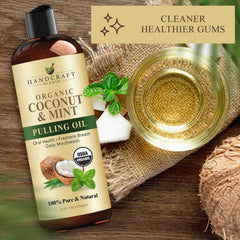 Coconut Oil Pulling for Teeth and Gums with Peppermint Oil - Organic Coconut Oil Pulling Oil Mouthwash for Fresh Breath, Oral Health and Cleaner Teeth and Gums - 236 ml