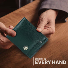 HAMMONDS FLYCATCHER Genuine Leather Wallet for Men - RFID Protected Leather Purse for Men, Money Purse for Men, Bi-Fold Wallet - 6 Card Slots, 1 Card Case, Coin Pocket, Hidden Pockets - Green