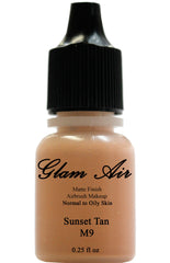 Glam Air Brush Foundation Makeup"long Lasting" Flawless, Beautiful, Natural Looking Skin with Glam Air (SUNSET TAN M9)