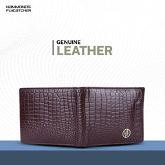 HAMMONDS FLYCATCHER Genuine Leather Wallet for Men - RFID Protected Leather Purse for Men, Money Purse for Men, Bi-Fold Wallet - 6 Card Slots, 1 Card Case, Coin Pocket, Hidden Pockets - Croc Brown