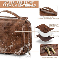 Angju Hanging Toiletry Bag Removable Travel Bag PU leather Makeup Cosmetic Organizer Kit, Water Resistant Makeup Bag Toiletries, Large Travel Essentials Kit