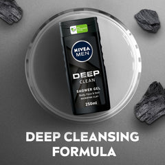 NIVEA MEN 3in1 Shower Gel Body Wash, Cleansing DEEP Micro-Fine Clay, Woody Scent, 250ml (Pack of 2)