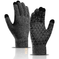 TERRIFI 2 Pairs of Winter Knit Gloves, Warm Full Fingers Men Women with Upgraded Touch Screen - Anti-Slip Glove Fleece Lined for Winter Outdoor sports for Winter Outdoor sports, 21x11CM