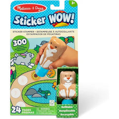 Melissa & Doug Sticker Wow!™ 24-Page Activity Pad & Sticker Stamper – 300 Stickers – Bunny, Cat & Dog Collectible Characters – Creative Arts & Crafts Fidget Toy for Travel & Play
