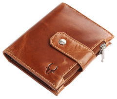 WildHorn Top Grain Leather Wallet for Men | Loop Closure | Ultra Strong Stitching I Zip Compartments with11Card Slots | 1 ID Window (Tan Crunch)
