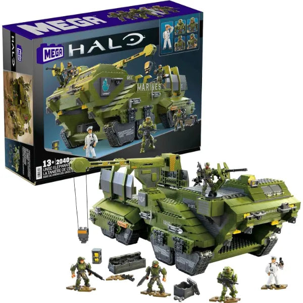 MEGA Halo Infinite Building Toys Set, UNSC Elephant Sandnest Tank