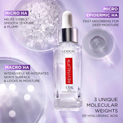 L'Oréal Paris 1.5% Pure Hyaluronic Acid with Vitamin C and 0.3% Retinol Serum for Face Revitalift Derm Intensives Anti Aging Skin Care Day Night Regimen, 1 Fl Oz (Pack of 2)