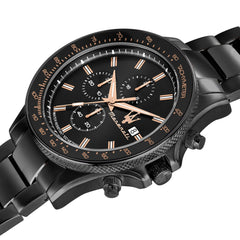 Maserati SFIDA Men's Watch, Chronograph, Quartz - R8873640011, Black/White, 44mm, Bracelet, Black/White, 44mm, Bracelet
