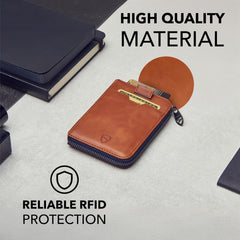 Vaultskin Notting Hill zip wallet with RFID protection (Cognac)