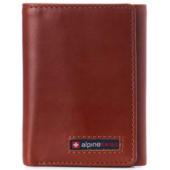 Alpine Swiss Men's Leon Trifold Wallet RFID Safe York Collection - Tan