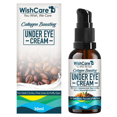 WishCare ® Collagen Boosting Under Eye Cream For Dark Circles & Wrinkles - Enriched with Caffeine, Almond Milk, Vitamin C& E, Hyaluronic Acid, Retinol for all skin type - 30ml