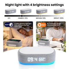 Digital Alarm Clock with Charging Station 6 in 1 Intelligent Alarm