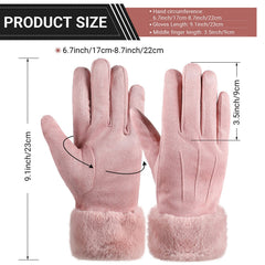 3 Pairs Winter Warm Touchscreen Gloves Women's Fleece Lining Texting Gloves Fuzzy Cuff Thermal Soft Winter Gloves for Skiing - Black, Khaki, Pink