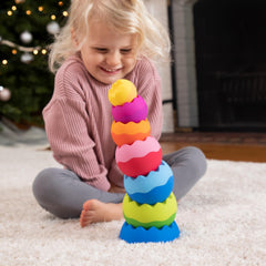 Fat Brain Toys Tobbles Neo – Sensory Stacking Toy for Babies & Toddlers, Educational Early Learning Toy for Fine Motor Skills, Balance & Coordination – Ages 6 Months and Up