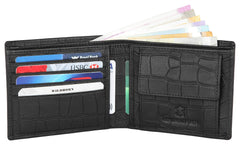 WildHorn® RFID Protected Genuine Leather Wallet & Gift Combo for Men - Black Croco Print