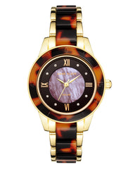 Anne Klein Women's Solar Powered Watch with Analog Display and Resin Bracelet AK3610GPTO