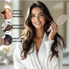 Eco-Friendly Detangling Hair Brush for Women, Children, Men - Gentle on Hair and Scalp - Ideal for Straight, Curly & Wet Hair (Beige)