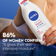 NIVEA Body Lotion for Very Dry Skin, Repair & Care, with Deep Moisture Serum and Dexpanthenol, 72H Relief from Dry & Tight Skin - 400ml