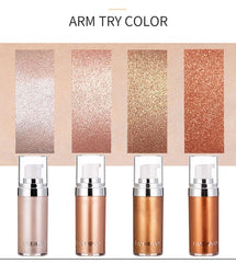 Body Shimmer Liquid Highlighter Oil 4 Pcs Set Brighten Glow Glitter Waterproof Moisturising Smooth Makeup Lotion Bronzer Illuminate Luminizer Gold Beach Foundation Non-sticky Dry for Face And Body (5)