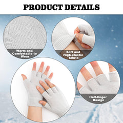 Fingerless Gloves for Women Men Winter Fingerless Mittens for Women Men Warm Knitted Gloves Typing Half Finger Gloves - Light Grey