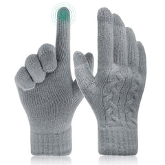 ELECDON Women Touch Screen Gloves - Winter Warm Gloves Touchscreen Mittens Thermal Fleece Lined Knitted Gloves for Outdoor - Light Grey