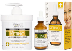 Advanced Clinicals Retinol Skincare Kit 2 Piece 16 oz Spa Size Retinol Firming Cream and 1 75 oz Retinol Serum for Wrinkles, Fine Lines, and Age Spots