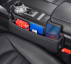 EOPTIFY Leather Car Seat Gap Filler And Seat Storage Box, Side Car Seat Organizer For Phone Glasses, Card And Car Key - Universal Car Gap Filler For Small Items, Automotive Interior Accessories