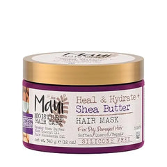 Maui Moisture Heal & Hydrate + Shea Butter Hair Mask & Leave In Conditioner Treatment to Deeply Nourish Curls & Help Repair Split Ends, Vegan, Silicone, Paraben & Sulfate-Free, 12 Ounce
