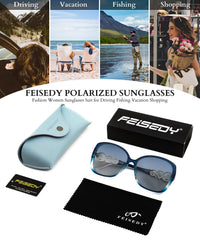 FEISEDY Women's Fashion Sunglasses, Oversized Square Frame with Pearl Sparkling, Polarized UV Protection B2821