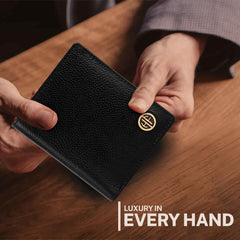 HAMMONDS FLYCATCHER Genuine Leather Wallet for Men - RFID Protected Leather Purse for Men, Money Purse for Men, Bi-Fold Wallet - 3 Card Slots, 2 ID Slots, Coin Pocket, Hidden Pockets - Black