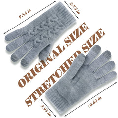 ELECDON Women Touch Screen Gloves - Winter Warm Gloves Touchscreen Mittens Thermal Fleece Lined Knitted Gloves for Outdoor - Light Grey
